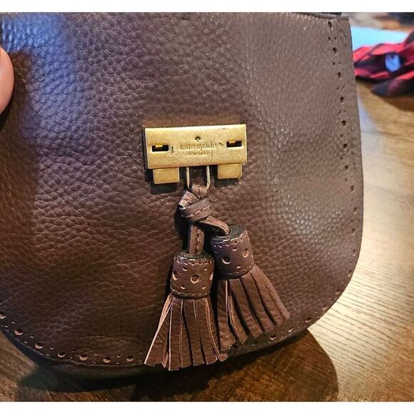 KATE SPADE JAMES STREET SHAYLEE BLACK LEATHER TASSELS CROSSBODY HANDBAG - Picture 3 of 4